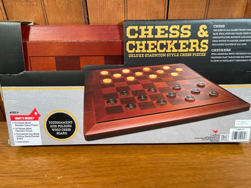 Cardinal Deluxe Chess & Checkers Staunton Style Folding Wooden Tournament Board - Picture 10 of 12