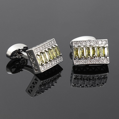 Men Luxury Sparkle Crystal Cufflinks Wedding Party Rhinestone Boxed Cuff Link - Picture 10 of 10