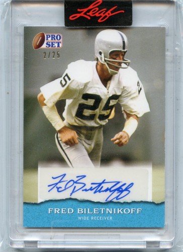 2022 LEAF PRO SET #PSA-FB1 FRED BILETNIKOFF AUTOGRAPH #2/25, OAKLAND RAIDERS HOF