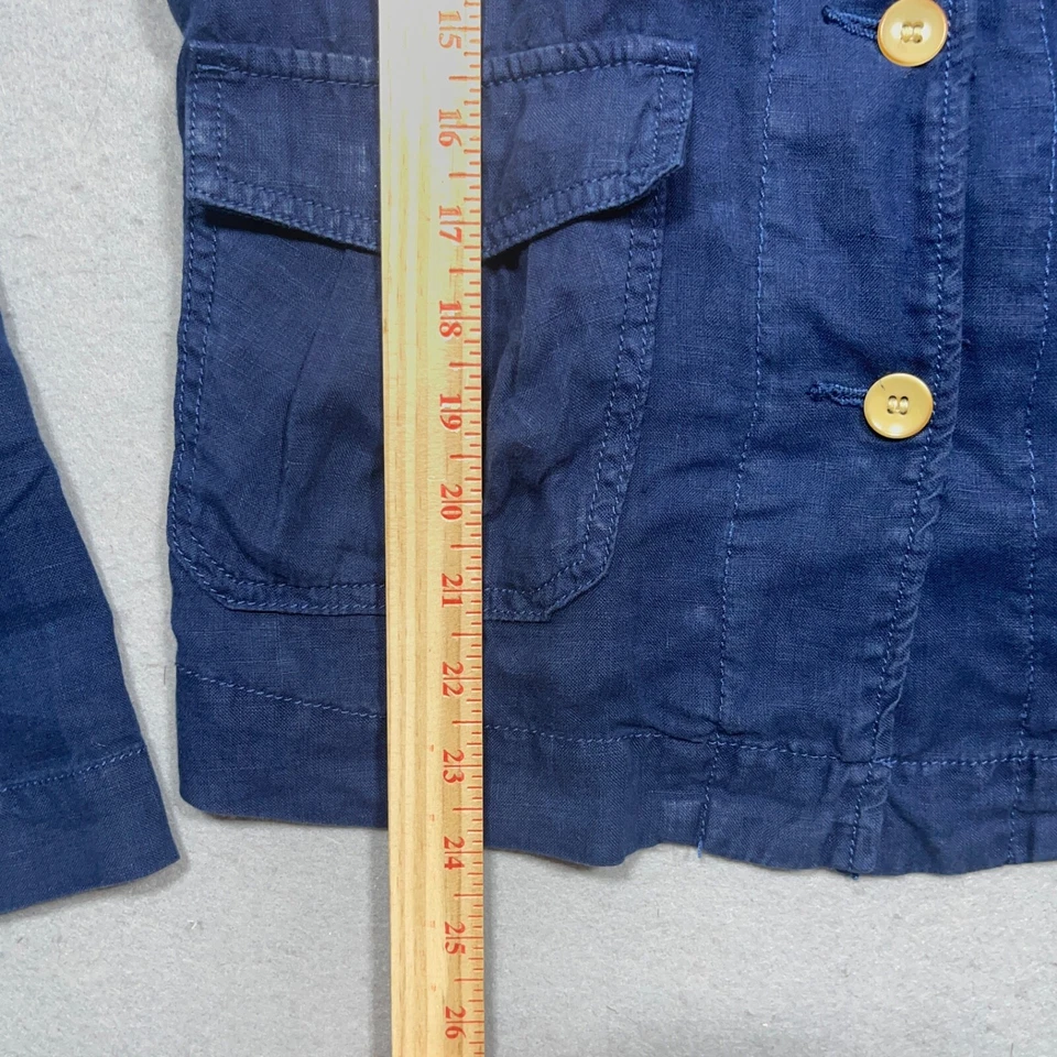 Chaqueta utilitaria Lucky Brand para mujer M azul 100 % lino botón delantero lazo cintura safari Foto 3 de 4
