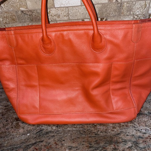 BECK Leder Handtasche orange mit neuem Riemen und Staubbeutel Top Zustand - Bild 3 von 10