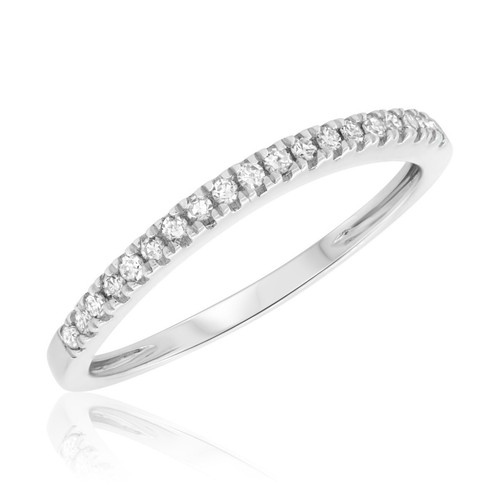 2 Ct Round Cut His & Her Trio Ring Set 14K White Gold Plated Lab Created Diamond - Picture 4 of 7