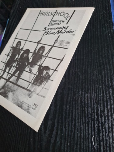 GIRLSCHOOL SCREAMING BLUE MURDER ORIGINAL 1982 MUSIC ALBUM ADVERT 8.5X11" POSTER - Picture 2 of 3