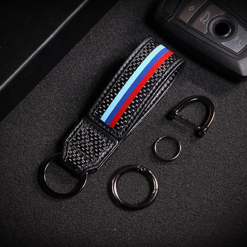 Carbon Fiber Car Key Fob Holder Keychain Key Ring For BMW M Sport E90 E60 F30