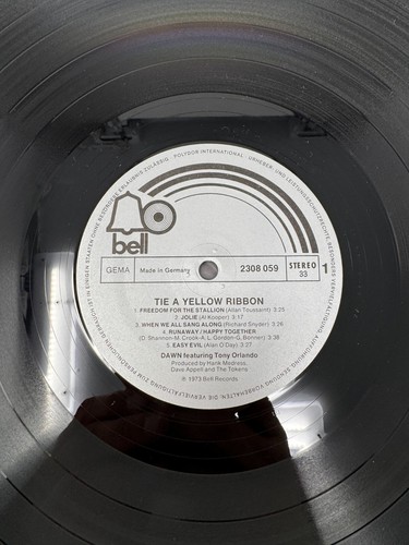 Dawn - Tie A Yellow Ribbon Bell 2308059 Stereo Germany Vinyl LP Record VG+ - Picture 4 of 6