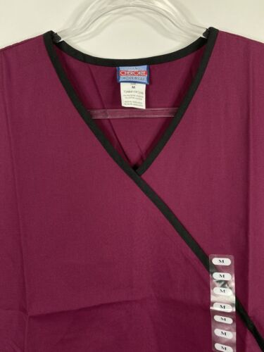 Cherokee Scrub Top Size M Wine WINW 4800 Mock Wrap V-Neck Modern Classic NWT - Picture 2 of 8