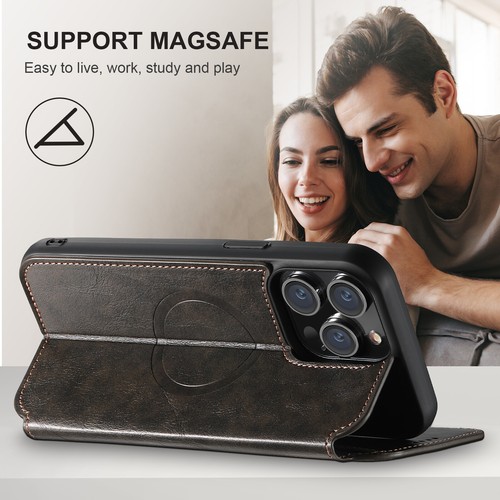 MagSafe Magnetic Leather Wallet Case for iPhone 15/14/13/12 Pro Max Card Holders - Picture 22 of 38
