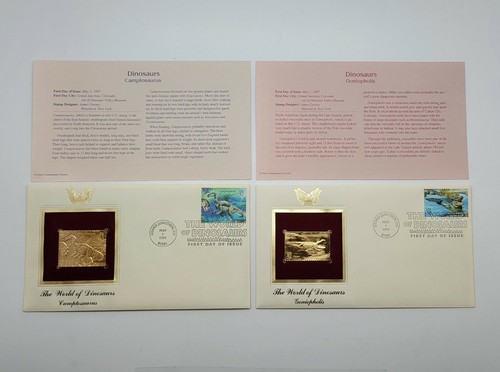 14 The World of Dinosaurs 22kt Gold Stamp First Issue 32 Cent May 1, 1997. STP76 - Picture 7 of 7
