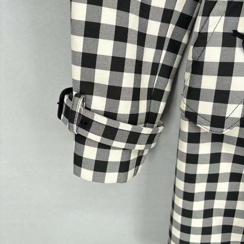 Coach Coat Womens Size 6 Trench Black White Gingham Check Belted Double Breasted - Picture 6 of 21