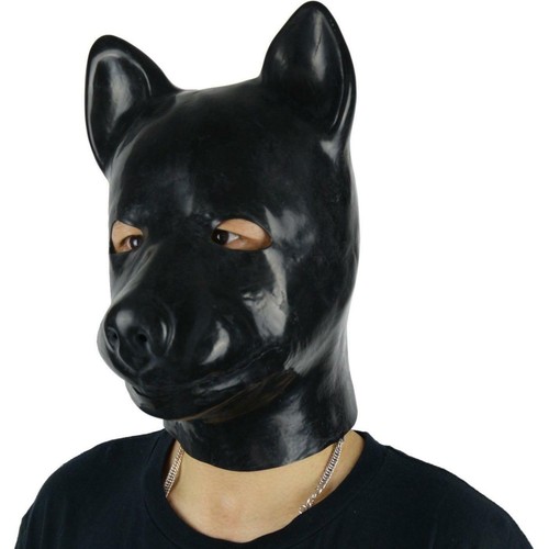 Lattice Fetish Nero Cane Halloween Maschera di Gomma Cappuccio Cerniera K9 Sexy Cucciolo Gioco Lrg - Foto 2 di 4