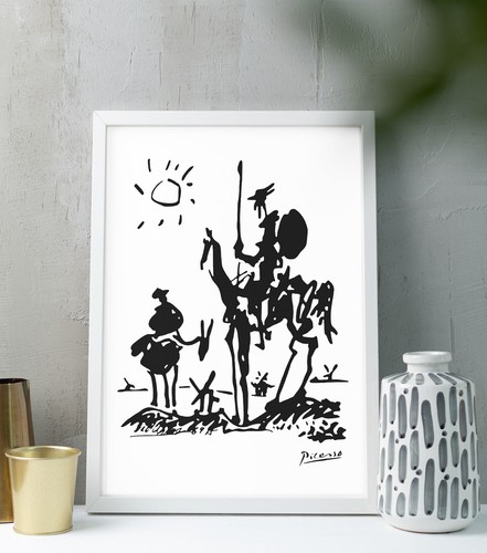Pablo Picasso Don Quixote 1955 Minimalistic 12x17 Black and White Wall Art Print - Picture 3 of 5