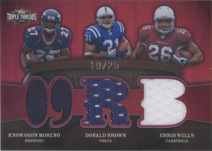 2009 Topps Triple Threads Chris Wells Donald Brown Knowshon Moreno #TTRC-28 - 1 of 2