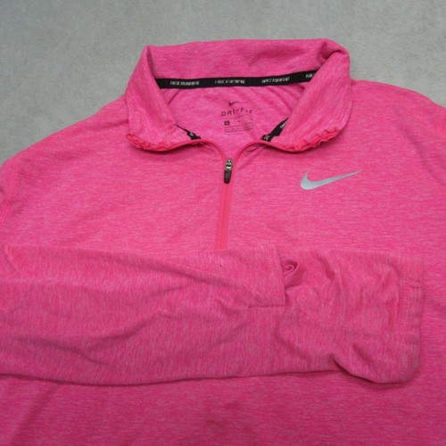 Nike Running 1/4 Zip Womens Large Pink Dri-FIT Shirt Thumbhole Pullover Athletic - Picture 9 of 19