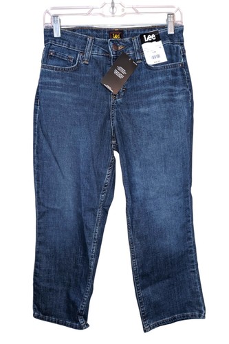 NEW - LEE WOMEN'S STORMY LINES DENIM CAPRI JEANS - CURVY, MID RISE, SIZE 8 M NWT