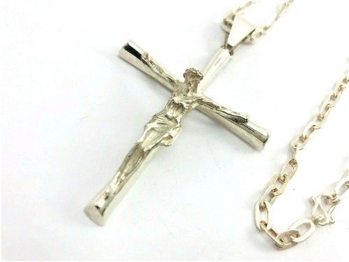 Taxco Mexican 925 Sterling Silver Big Crucifix Cross with 23.5" Chain. 36 g - Picture 9 of 12
