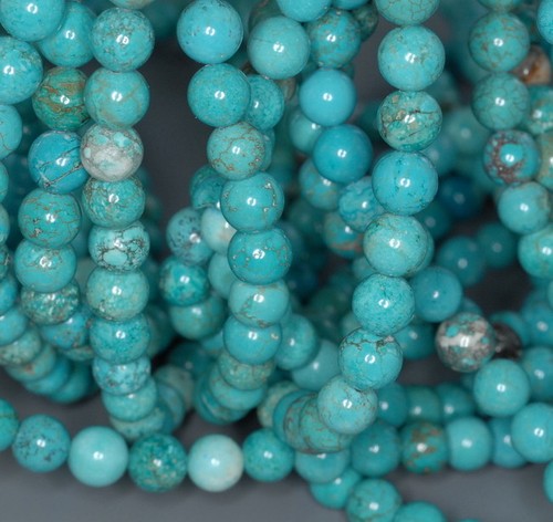 8MM TURQUOISE HOWLITE ROUND GEMSTONE LOOSE BEADS 16" - Picture 3 of 4