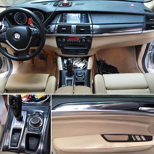 Interior Center Console Carbon Fiber Molding Sticker Decals For BMW X5 X6 - Picture 3 of 9