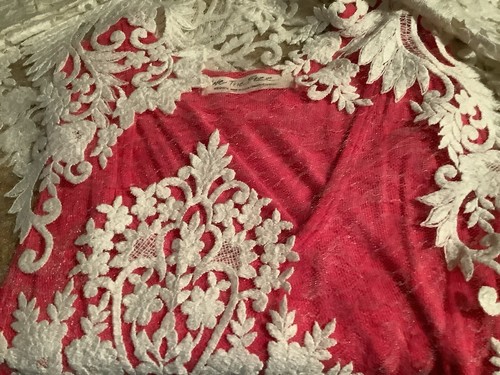 Free People 2-Piece M White Laced Tulle Bell Sleeve/ Hot Pink Camisole Top M - Picture 6 of 10