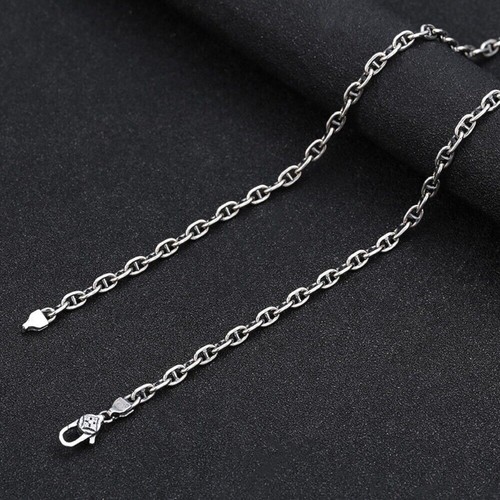 New Real S925 Sterling Silver Women Men 3.5mmW Anchor Chain Link Necklace 21.6"L - Picture 4 of 5
