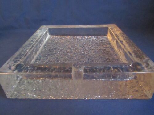 SCANDINAVIAN ICE CUBE SQUARE ART GLASS ASHTRAY CIGAR OR CIGARETTE - Picture 6 of 12
