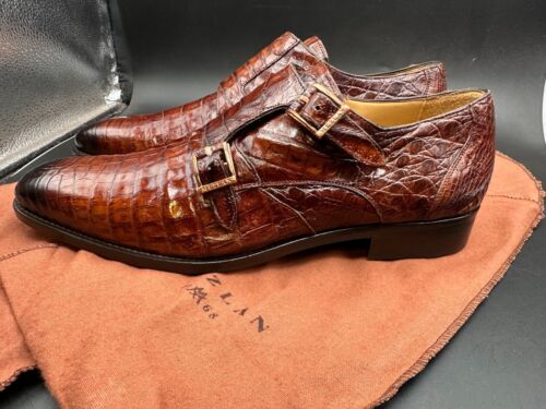 Mezlan Size 10 M Crocodile Brown Spain Double Monk Dress Shoes MEN'S - Picture 5 of 8