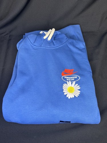 Nike French Terry Pullover Hoodie Mens Sunflower Blue Size Large BUYERS SAMPLE - Picture 3 of 5