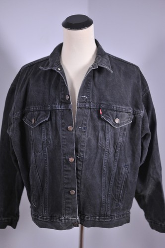 Vtg Levi's Denim Trucker Jean Jacket Black Fade Made USA Men's XL - Picture 1 of 6
