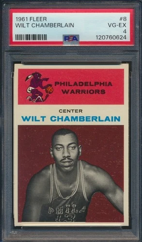 1961 FLEER BASKETBALL #8 WILT CHAMBERLAIN RC PSA 4 VG-EX HOF *NICELY CENTERED*