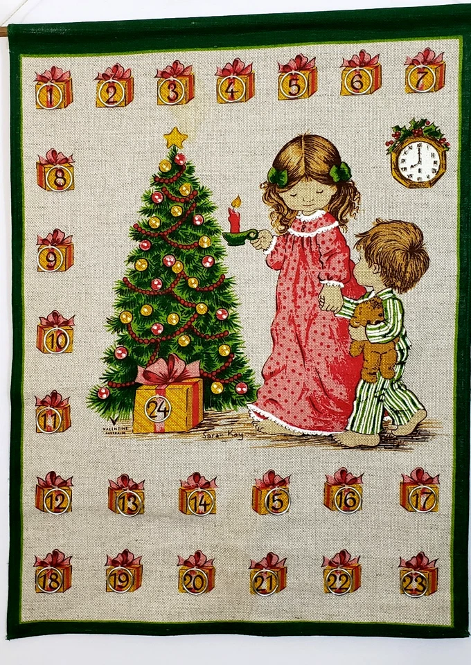 Vintage Valentine Australia Sarah Kay Advent Christmas Countdown Calendar Linen - Image 2 of 4