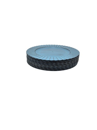 Antique Blue Ribbed Edge 13" Set Of 7 Charger Plates, Free Shipping! - Picture 4 of 4