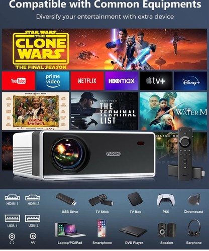4K Native Projector WiFi Bluetooth 1080P HD Video Home Theater Movie Projector - Picture 5 of 6