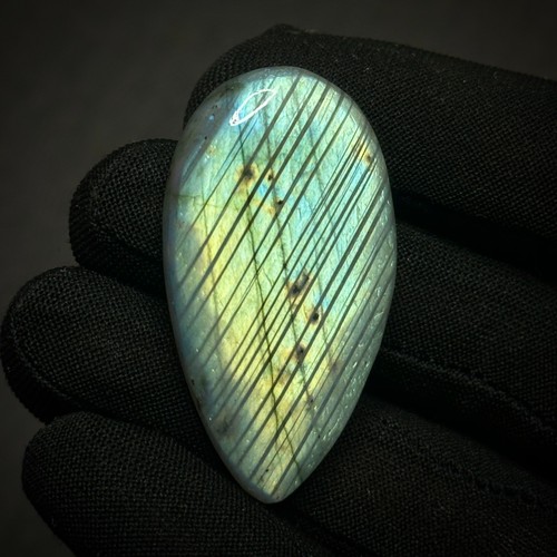 Natural Labradorite Cabochon Flat Back Pear 76.50Cts 43x23x7 MM Loose Gemstone - Picture 4 of 6
