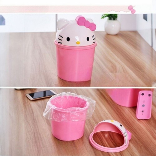 Hello Kitty Trompeta Tamaño Lindo Escuela Niñas Hogar Papelera Tapa Columpio Cesta - Imagen 14 de 21