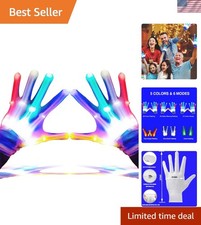 Medium Size LED Gloves for Boys  Girls - 5 Fun Colors, Includes Spare Batteries