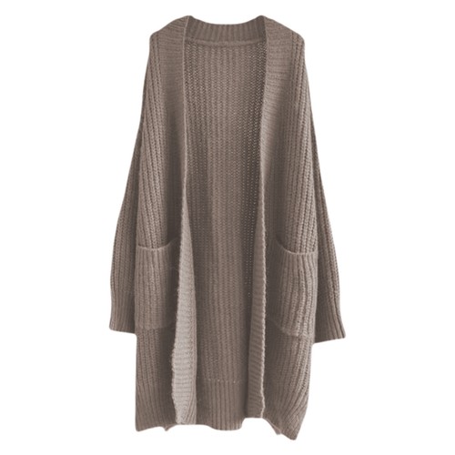 Long Sleeve Knitted Cardigan Sweater Coat With Pockets Oversized Open Front - Picture 14 of 27