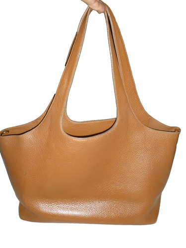Cuyana Brown Pebble Grain Leather Tote Bag Top Handles Snap Button Large Handbag - Picture 5 of 12