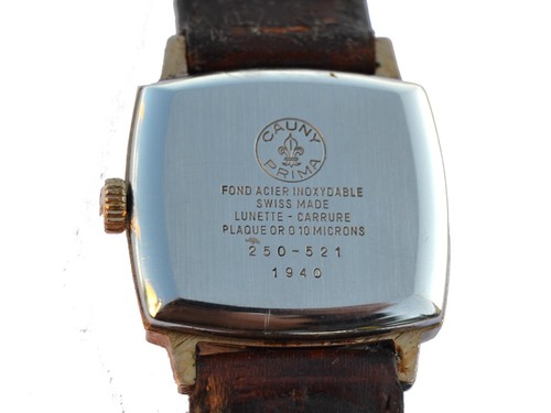 Reloj CAUNY Hombre Hecho en Suiza Placa Oro 10 Micras Años 50 CU01 T0G - Imagen 7 de 9