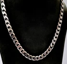 HEAVY STERLING SILVER CURB CUBAN LINK GENTS 17.8 " NECKLACE CHAIN HPJ 53.7 g OPT