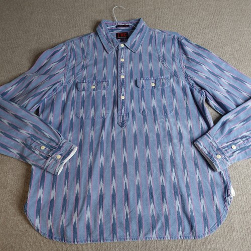 TWC Shirt XL Blue Popover The Workers Club Southwestern Ikat Weave - Picture 1 of 6