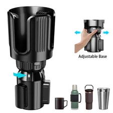 Universal Car Cup Holder Expander Adapter For Large Bottles Mugs Adjustable Base