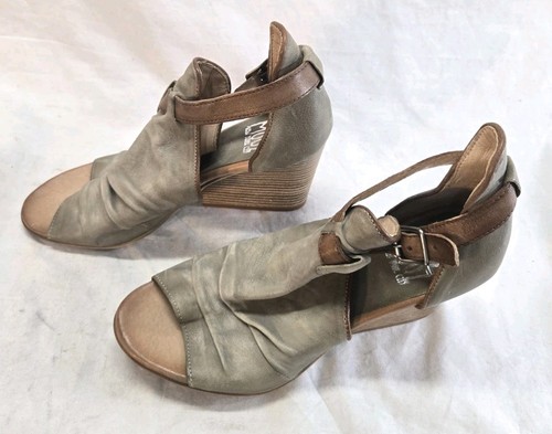 *Miz Mooz Women's Size 41 Leather Wedge Sandals Kismet Khaki New - Picture 3 of 5