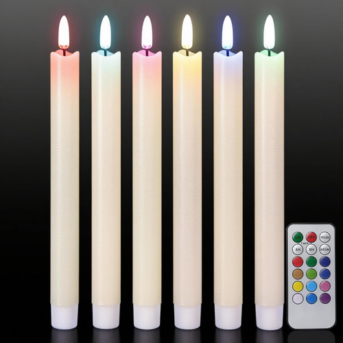 Flameless Ivory Taper Candles with Remote - Pack of 6 - LED Warm Light - Picture 15 of 28