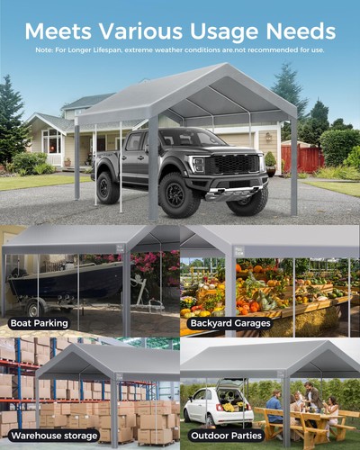 10x20 FT Heavy Duty Carport Replacement Canopy Cover, Durable Waterproof Gara... - Picture 5 of 8