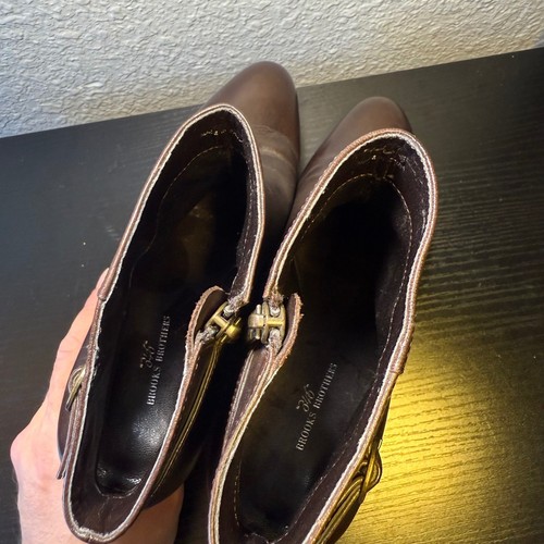 Brooks Brothers Damen braun Leder spitz Stiefelette Absatz Schnalle Größe 7 Reißverschluss - Bild 9 von 11