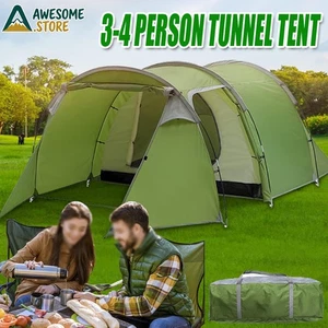 3-4 Person Waterproof Tunnel Camping Tent Outdoor Dome Family Shelter Portable