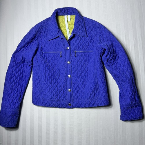debra deRoo Jacket Women’s Size Small Blue  100% Silk Quilted Full Zip Lined - Picture 1 of 16