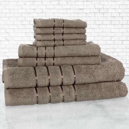 8-Piece Silver 100% Cotton Plush Bath Towel Set - Picture 3 of 4