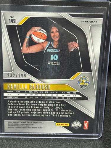 Panini Prizm WNBA 2024 - Kamilla Cardoso #149 Red Pulsar Prizm 232/299 (RC) - Imagen 2 de 2