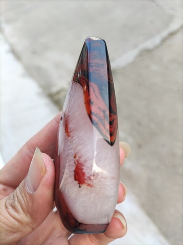 Torre de ágata a rayas Sardonyx rojo natural 138 g cristal mineral columna reparación C003 - Imagen 5 de 12