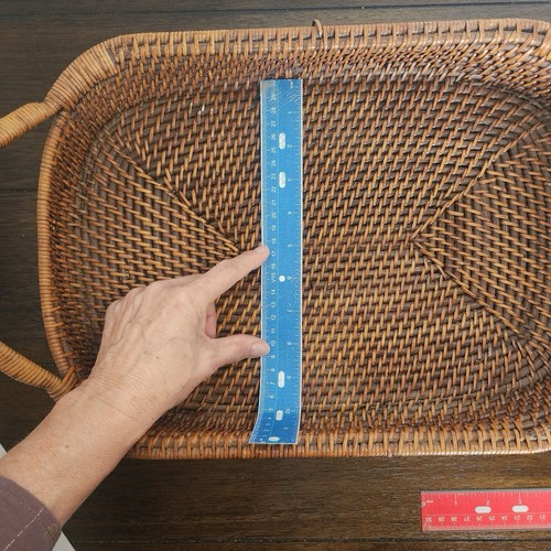 Pampered Chef Woven Selections 11" x 16" Rectangular Wicker Server w/ Handles - Picture 3 of 7